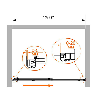 Душевая дверь в нишу Cezares RETRO-BF-1-120-PP-G