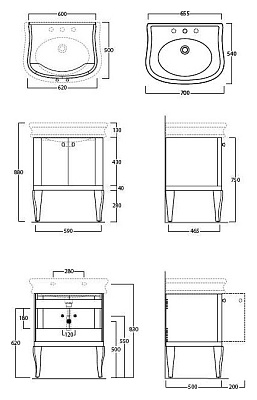 Тумба с раковиной Simas Lante LAM70 черный глянцевый