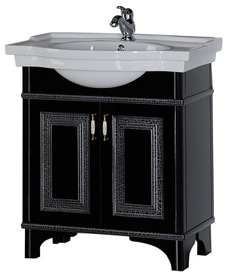 Тумба с раковиной Aquanet Валенса 80 черный краколет/серебро