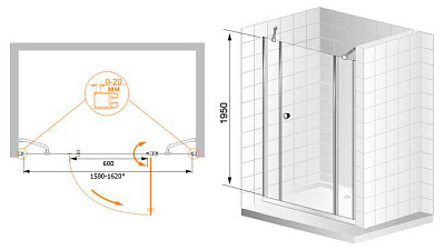 Душевая дверь в нишу Cezares Elena B13 60/60/50 C Cr R