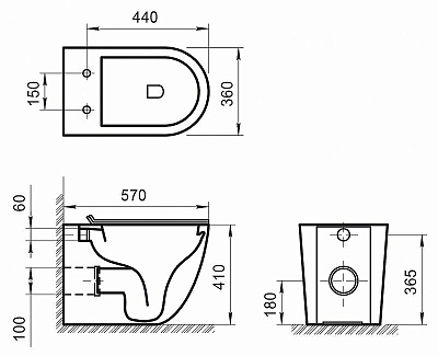Чаша для унитаза приставного BelBagno Sfera-R BB2141CBR