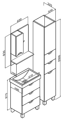 Тумба с раковиной Бриклаер Токио 60