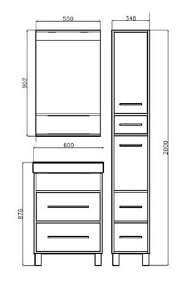 Мебель для ванной Бриклаер Чили 60 светлая лиственница