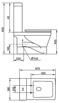Унитаз-компакт Cezares Prati-A