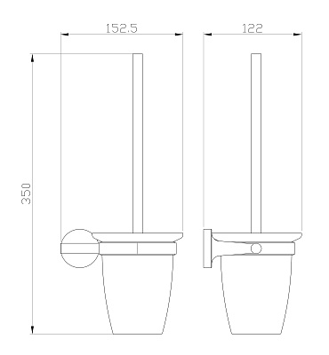 Туалетный ершик в комплекте WONZON & WOGHAND SIMPLE, Брашированное золото WW-6529-BG