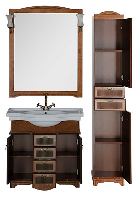 Тумба с раковиной Aquanet Луис 90 NEW темный орех