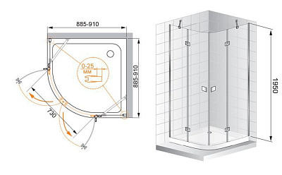 Душевой уголок Cezares Crystal R2 C Cr
