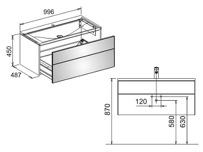 Тумба с раковиной Keuco Royal Reflex белый 100 см