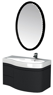 Тумба с раковиной Aquanet Сопрано 1-95  черная с ящиком R