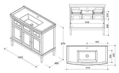 Тумба с раковиной Caprigo Джардин 100 ONTANO