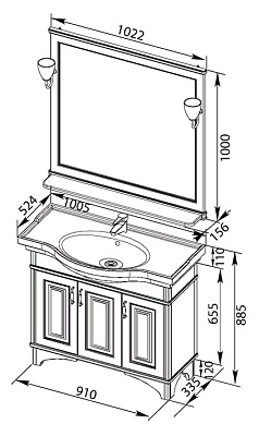 Мебель для ванной Aquanet Валенса 100 белый краколет/серебро