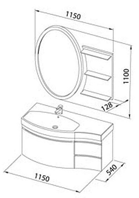 Мебель для ванной Aquanet Опера 115 белая с ящиком L