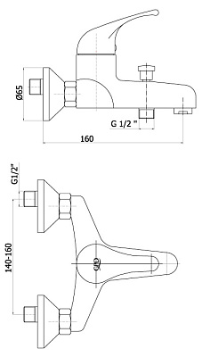 Смеситель GPD Flamengo MBB10 для ванны с душем