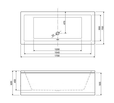 Акриловая ванна CEZARES Plane 170x70