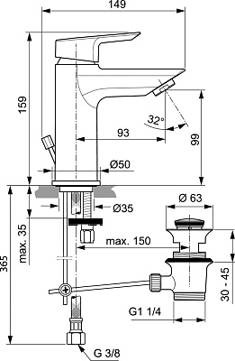 Смеситель Ideal Standard Tesi A6557AA для раковины