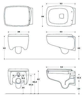 Унитаз подвесной Disegno Ceramica Fluid 570