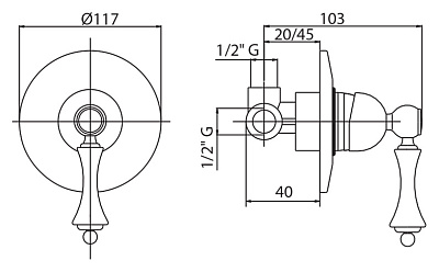 Смеситель Cezares Margot MARGOT-DIM-02-Bi для душа