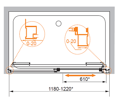 Душевая дверь в нишу Cezares LUX-SOFT-W-BF-1-120-C-Cr-IV