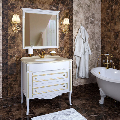 Тумба с раковиной Timo Aura 90 M-V bianco/gold