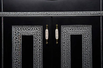 Тумба с раковиной Aquanet Валенса 110 черный краколет/серебро