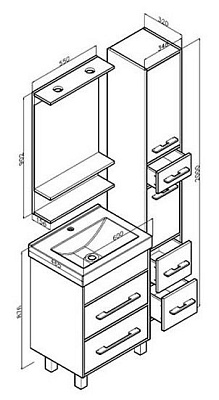 Тумба с раковиной Бриклаер Чили 60 венге