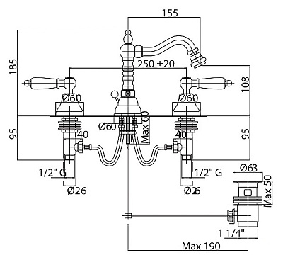 Смеситель Cezares Diamond DIAMOND-BBS2-02-Sw для биде