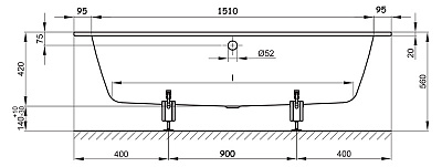 Стальная ванна Bette One 3312 PLUS