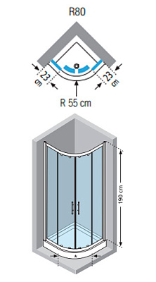 Душевой уголок Novellini Lunes R LUNESR80-1B