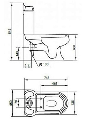 Чаша для унитаза-компакта Cezares King Palace CZR-163-T