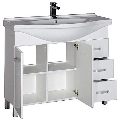 Тумба с раковиной Aquanet Глория 100 белая