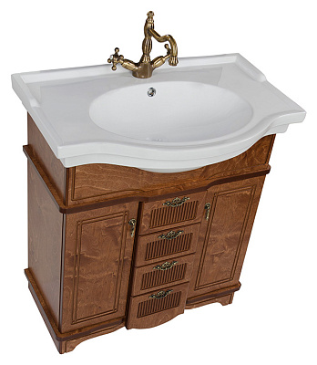 Тумба с раковиной Aquanet Луис 80 NEW темный орех