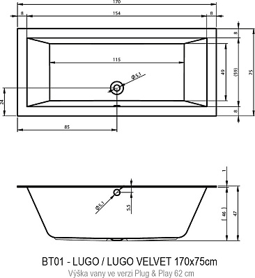 Акриловая ванна RIHO Lugo Plug & Play L 170