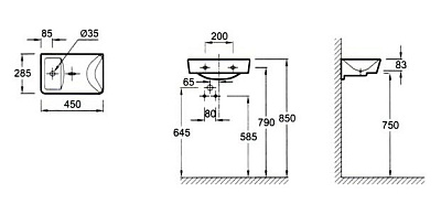 Тумба с раковиной Jacob Delafon Reve 45 белый бриллиант 2 двери