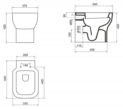 Унитаз приставной BelBagno Vaso BB127CB