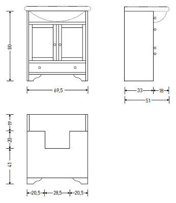 Тумба с раковиной Eban Carla 75 орех