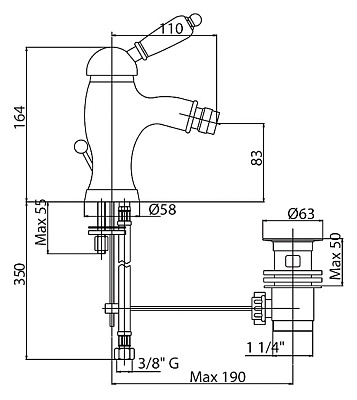 Смеситель Cezares Vintage VINTAGE-BSM1-03/24-Sw для биде