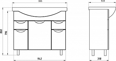 Тумба под раковину ASB-Mebel Мессина 100