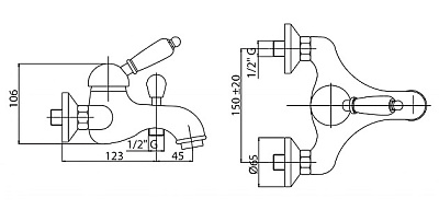 Смеситель Cezares Vintage VINTAGE-VM-01-Sw для ванны с душем