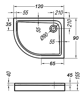 Поддон для душа Kolpa San Malur 120x90 D