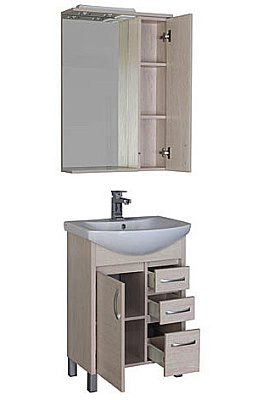 Тумба с раковиной Aquanet Донна 60 3 ящика беленый дуб