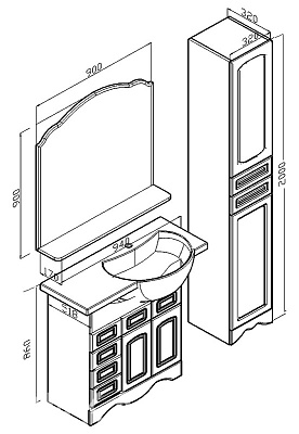 Тумба с раковиной Бриклаер Анна 90 белая R