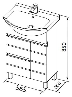 Тумба с раковиной Aquanet Доминика 60 белая