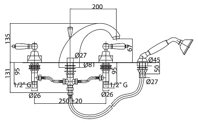 Смеситель Cezares First FIRST-BVD-01-Bi на борт ванны