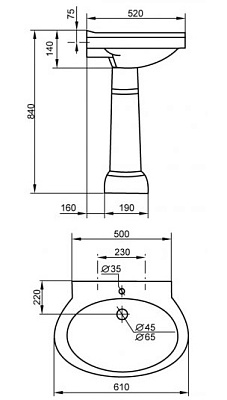 Пьедестал для раковины Cezares Primo CZR-435-T