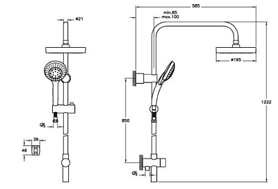 Сет с душевой стойкой Vitra System Rain и Flo S A49234EXP