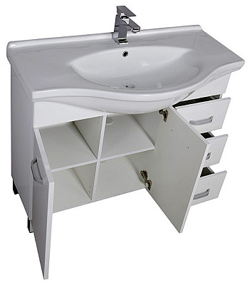 Тумба с раковиной Aquanet Глория 100 белая