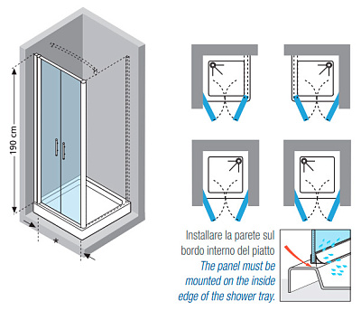 Душевая дверь в нишу Novellini Young 2B YOUNG2B96-2K