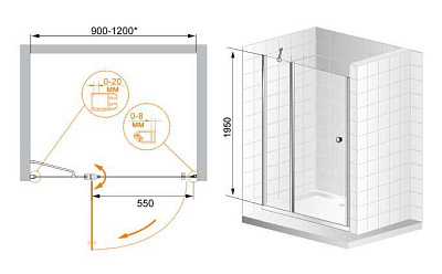 Душевая дверь в нишу Cezares Elena B12 90 C Cr L