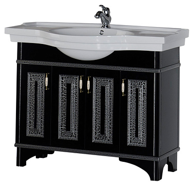 Тумба с раковиной Aquanet Валенса 110 черный краколет/серебро