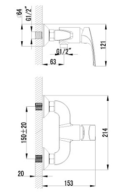 Смеситель Lemark plus Shape LM1703C для душа